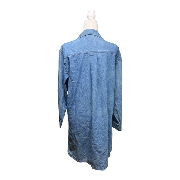 Vintage Denim Duster Jacket Long-Line 100% Cotton Size 12 - Picture 3 of 6